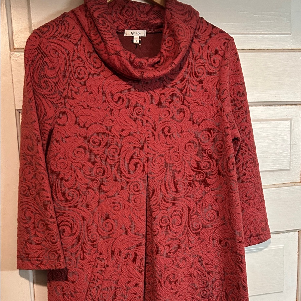 Tyler Boe Red Patterned Cowl Neck Dress